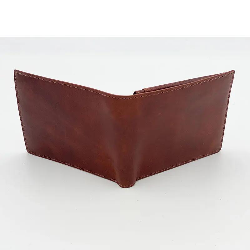 Portafoglio Cuoio Concia Vegetale con Portamonete e Patta Cognac Barbera Biella - Scarpe Fatte a Mano