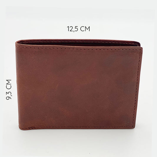 Small Vegetable Tanned Leather Wallet with Card Holder, Cognac