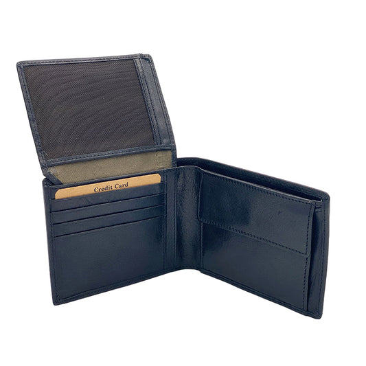 Vegetable Tanned Leather Wallet with Coin Purse and Black Flap
